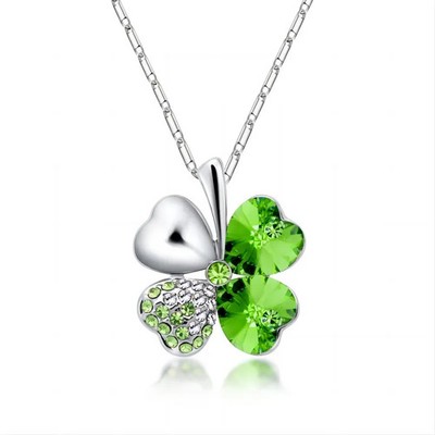 Crystal 4 Four Leaf Leaves Clover Pendant Necklaces Lover Birthday Gift Quality 
