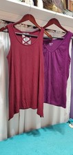 Set of 2 Women’s Sleeveless Tops Merona & Faded Glory Burgundy/Purple Size M/L
