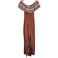 Savanna Jane Embroidered The Brown Eyed Girl Jumpsuit Women's Small Boho Chic