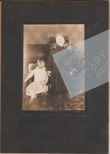 Cabinet Card Photo Girl with Large, Unique Doll 