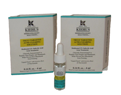 2 Kiehl's Truly Targeted Acne-Clearing Solution 2% Salicylic Acid 0.28 Oz TOTAL