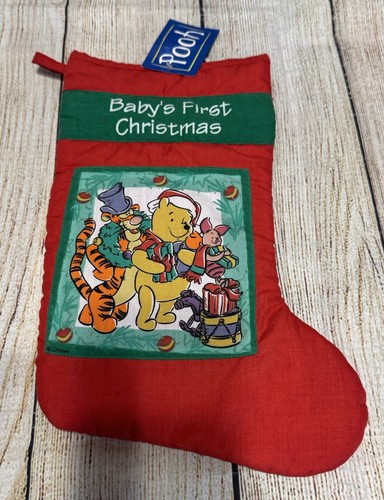 Vintage Disney Winnie the Pooh Baby's First Christmas Stocking w/Orig Tags Tub10