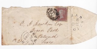 1848 QV 1d PENNY RED STAMP ON MARAZION CORNWALL PART COVER TO PETWORTH SUSSEX