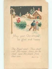 Chipped Pre-1907 christmas KIDS PULL HOME XMAS TREE THEY CHOPPED DOWN o3270