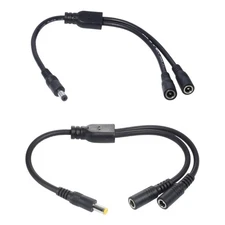 DC Power Supply 1 Male to 2 Female 5.5x2.1mm/5.5x2.5mm Camera Cable Y Splitter