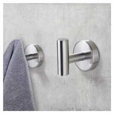 2 Pack Brushed Silver Towel Hooks, Screw Mount, Heavy Duty, Stainless Steel,Coat