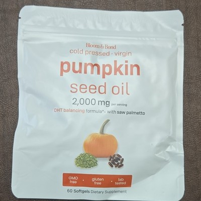 Bloom & Bond Pumpkin Seed Oil 2000mg Softgels Saw Palmetto 60ct GMO-Free