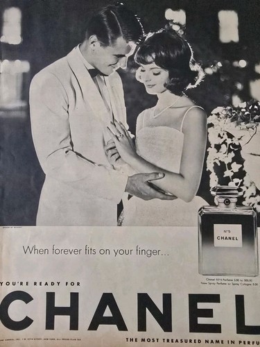 1961 Chanel No. 5 Perfume when forever fits on your finger Vintage ad