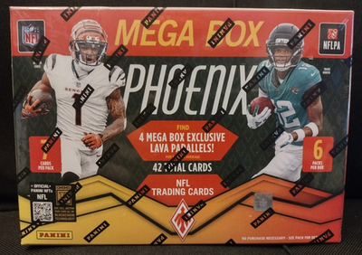 2025 Panini Phoenix Football NFL Trading Cards Mega Box - 4 Lava