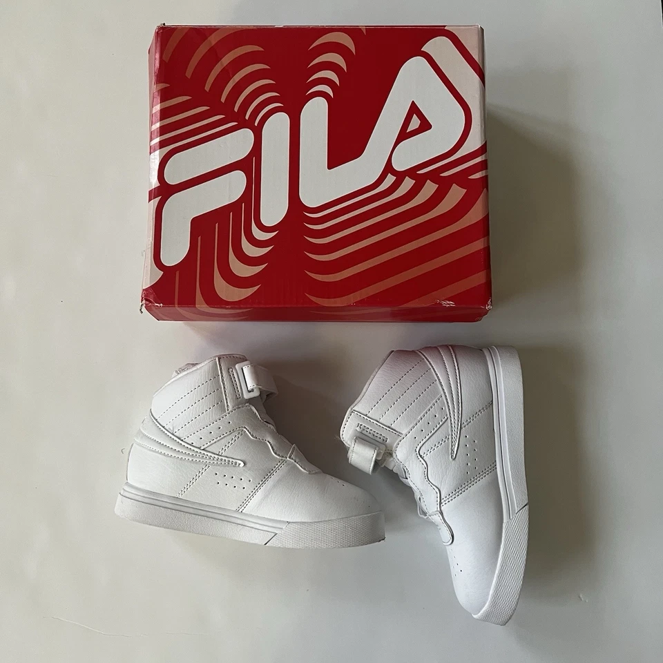 Fila Vulc 13 Zapatos para Niños Pequeños 10 Blanco Sobre Blanco Rendimiento Zapatillas Altas Foto 2 de 4