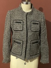 J. Crew Tweed Jacket Size 2 Brown Black Tan Zipper Pockets Classic