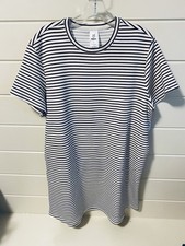 Member's Mark XL White Black Striped Short Sleeve Crew Neck Knee T-Shirt Dress
