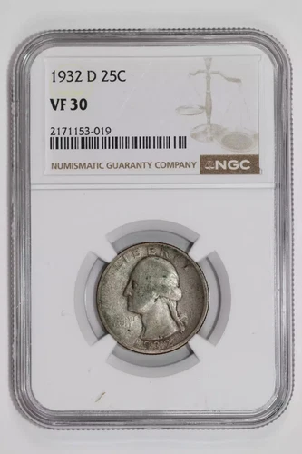 1932-D WASHINGTON QUARTER NGC VF30