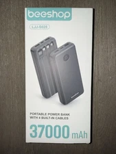 Beeshop 37000mAh Portable Power Bank 4 Built-In Cables USB-C Fast-Charging