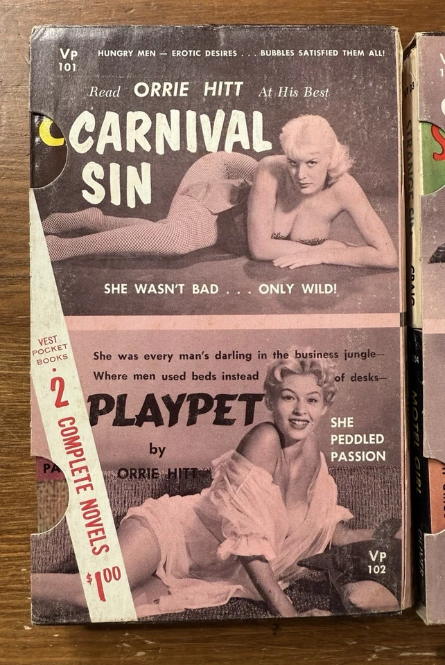 VTG 1962 Vest Pocket Books VP 101-104 Carnival Strange Sin Playpet Motel Girl - Image 3 of 4