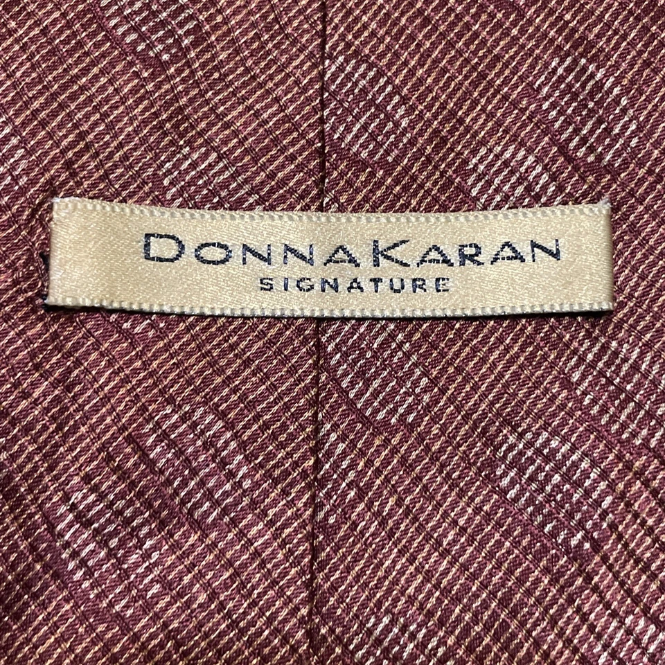 Corbata Donna Karan Signature Para Hombres Marrón Seda Cuello Hecha en EE. UU. 58" x 3.75" Foto 3 de 4
