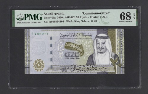 Saudi Arabia 20 Riyals 2020/AH1442 P44a "Commemorative" Uncirculated Grade 68