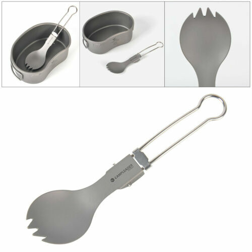 Spork Long Titanium – Fourchette/Cuillère Ultra Légère – Camping Militaire – Neuf