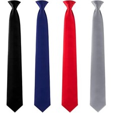 4 Pcs Men's Clip-on Ties Solid Color Men's Tie Pre Tied Clip on Ties for Men