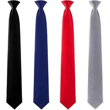 4 Pcs Men's Clip-on Ties Solid Color Men's Tie Pre Tied Clip on Ties for Men 