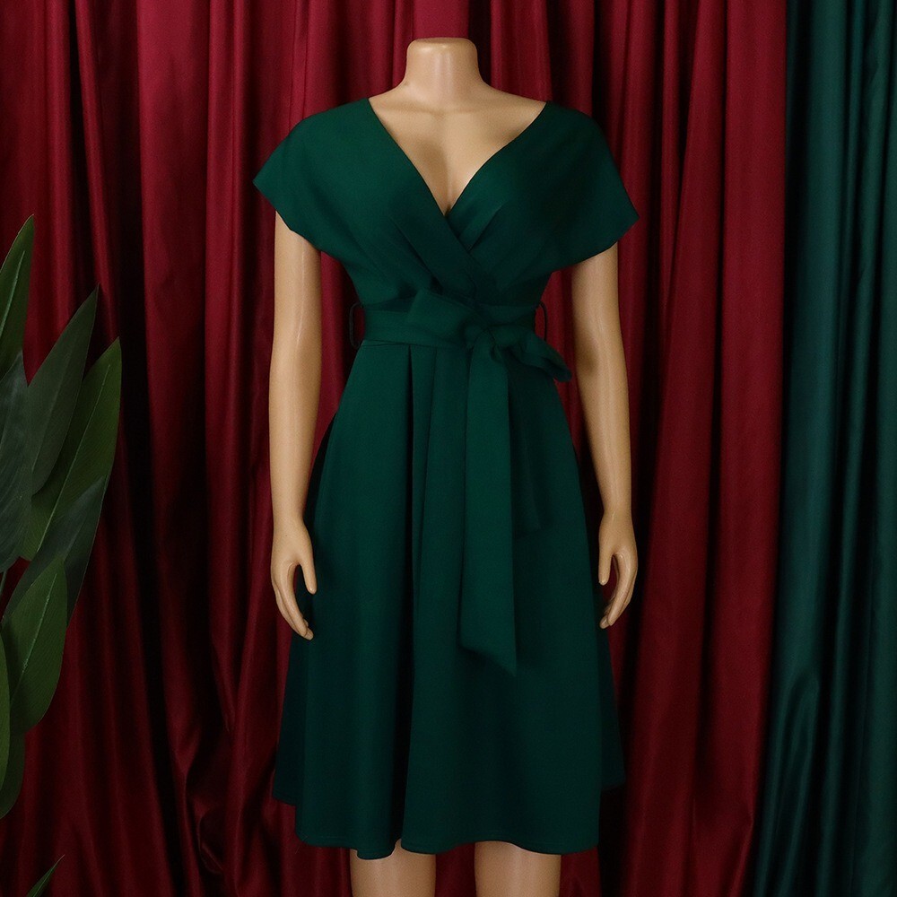 Women Plus Size Pleated Dress Elegant A Line Midi Dress Elegant Cocktail  Dress | eBay