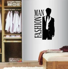 Wall Vinyl Decal Man Fashion Suit Stylish Guy Boutique Style Room Decor 632