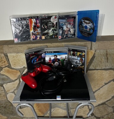 PS 3 Sony PlayStation 3 Schwarz Konsole plus 8 Spiele voll funktionsfähig