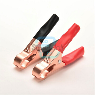 1 Pair 80mm Car Vehicle Alligator Clips Battery Charger Clamps Crocodile Clips