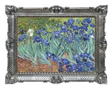 STAMPA SU BANNER TELATO QUADRO VINCENT VAN GOGH IRIS CORNICE STILE BAROCCO 86X67