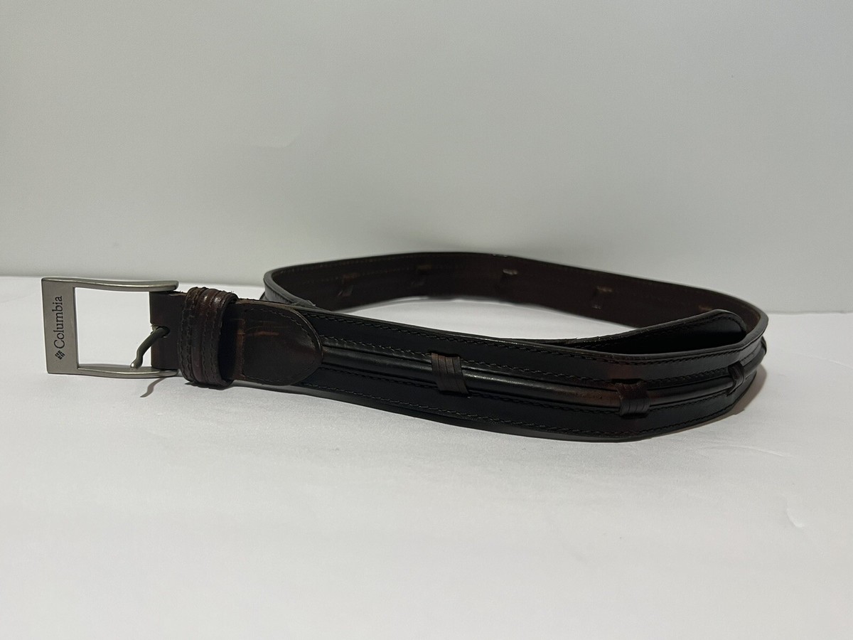 Columbia Genuine Leather Belt Brown Sz 34 Preowned 11CO0255 | eBay