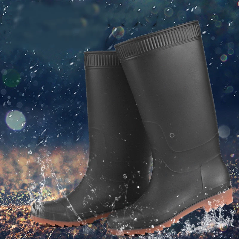 Mens Knee High Rainboots Outdoor Rubber Labor Protection