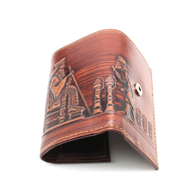Handmade Genuine Leather Farvahar Credit Card Holder | Persian Art ID Wallet