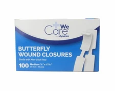 Dynarex 3615 Butterfly Closures Medium 3/8'' x 1 13/16'' - 100CT