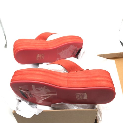 Free People Haven Thong Flatform Sandal Platform Wedge Leather Flame Red 39 US 9 - Picture 6 of 8
