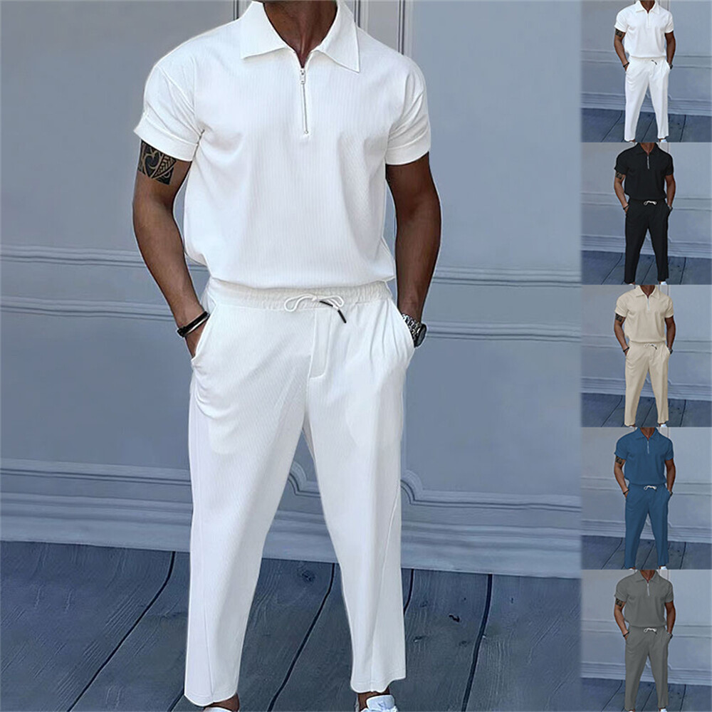 short sleeve with dress pants Men's Outfit: White Short Sleeve Shirt, Black Dress Pants, Tobacco Leather Derby Shoes, Black Leather Holdall