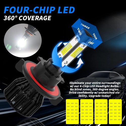 For 2009 2010 Dodge Challenger LED Light Bulbs H/L Beam + Fog Light Combo Kit 4X - Picture 3 of 16