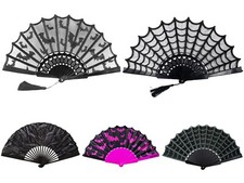 Gothic Lace Hand Fan Kreepsville 666 Bat & Spiderweb Goth Burlesque Folding Fan