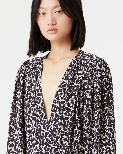 Isabel Marant Etoile Femmes Arone Imprimé Graphique Plissé Court Mini Robe M 38 - Photo 3 sur 17