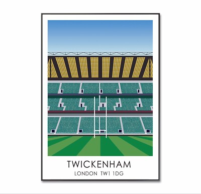 Twickenham Poster, Twickenham Rugby Poster, Twickenham Stadium Print, A4 Geschenk