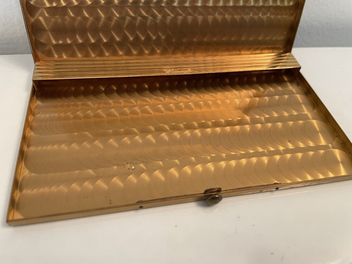 wadsworth cigarette case Large Mid-Century Era Metal with World Globe & Compass Decoration Lot - Wadsworth,Sterling Silver Cigarette