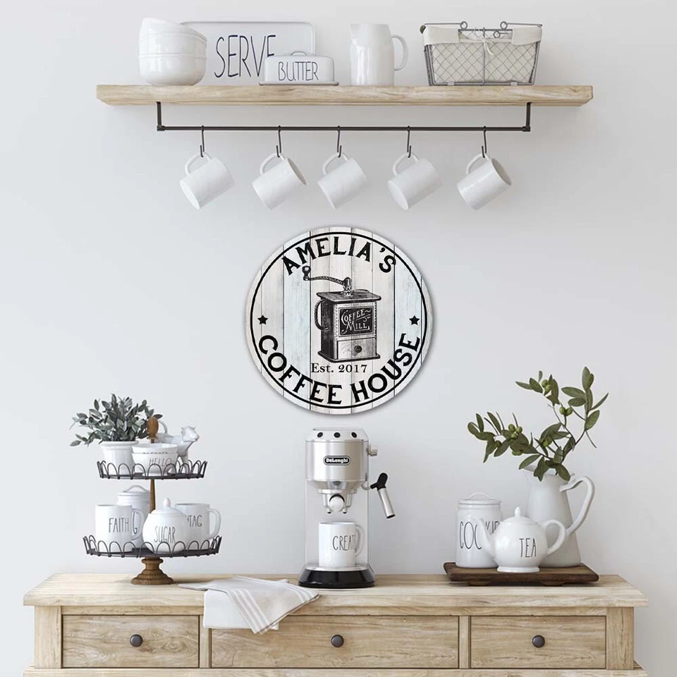 Your Name Personalized Coffee House Rustic 14" Wood Sign Wall B3-00140003001 - Image 4 of 4