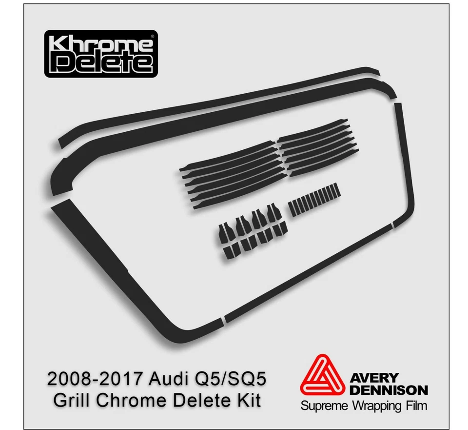 Envoltura de vinilo de eliminación de cromo para la parrilla Audi Q5 2008-2017 (negro brillante) Foto 2 de 2