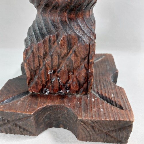 Brutalist Candle Holder Primative Wooden Wood Vintage Candlestick 42cm Pillar - Picture 12 of 12