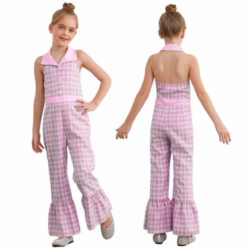 Kids Girls Jumpsuit One-Piece Overalls Cosplay Rompers Halter Leotard Casual - Picture 9 of 48