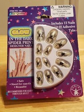 Rubie's Glow In The Dark Spider Print Designer Costume Nails Reusable NEW