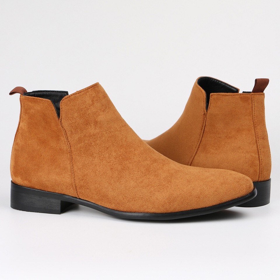 Hombres Cuero Puntera Cuadrada Cremallera Lateral Tobillo Botas de Montar Moda Fiesta Zapatos Talla