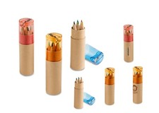 Buntstift Schachtel mit 6 Buntstiften integrierte Anspitzer Geschenk ab 5x - 50x