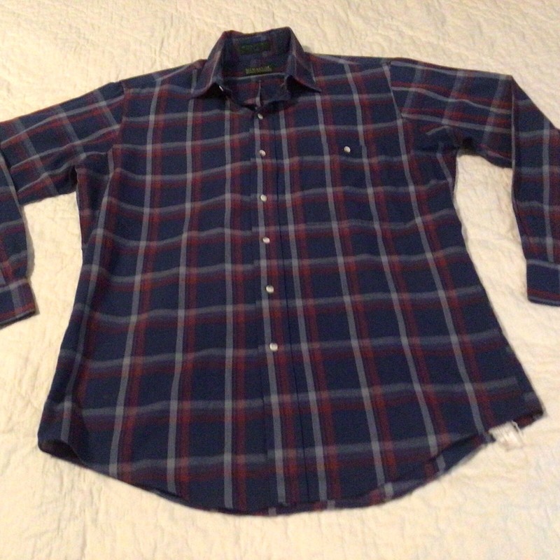 Stratum Mens Shirt Size Medium Button Up Long Sleeve Blue Plaid