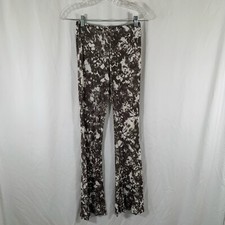Nasty Gal Pants Women's 6 Grey White Print Pull On Stretchy Lightweight Flare