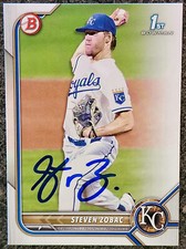 Steven Zobac Signed IP 2022 Bowman Draft Card #BD-101 K.C. Royals #17 Prospect!